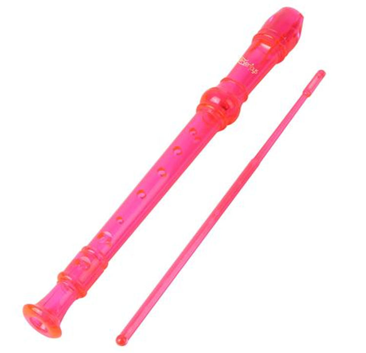 Soprano Descant Recorder 8 Hole Flute w/Cleaning Rod Bag Instruction Pink