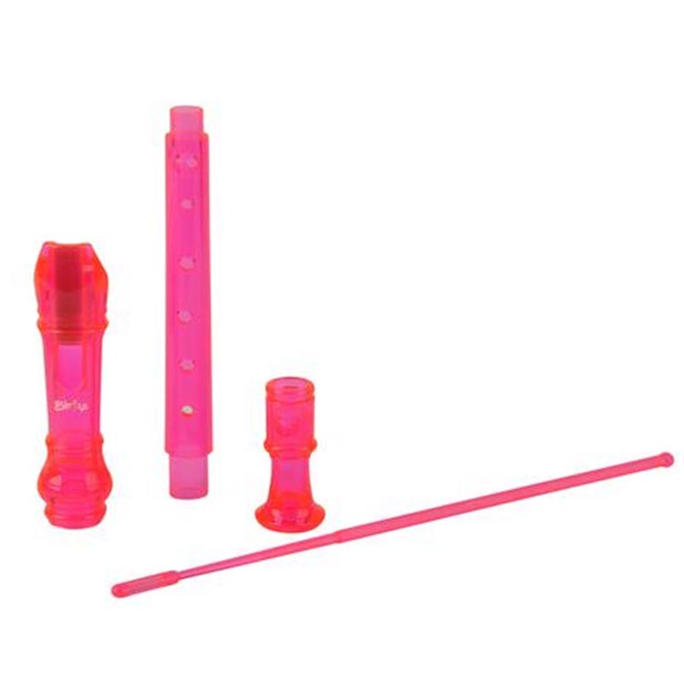 Soprano Descant Recorder 8 Hole Flute w/Cleaning Rod Bag Instruction Pink
