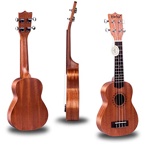 Mahogany Soprano Ukulele Kit - Professional 21 inch w/Case Strap Tuner Aquila Strings EVUKP
