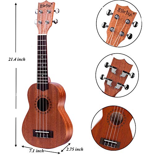Mahogany Soprano Ukulele Kit - Professional 21 inch w/Case Strap Tuner Aquila Strings EVUKP