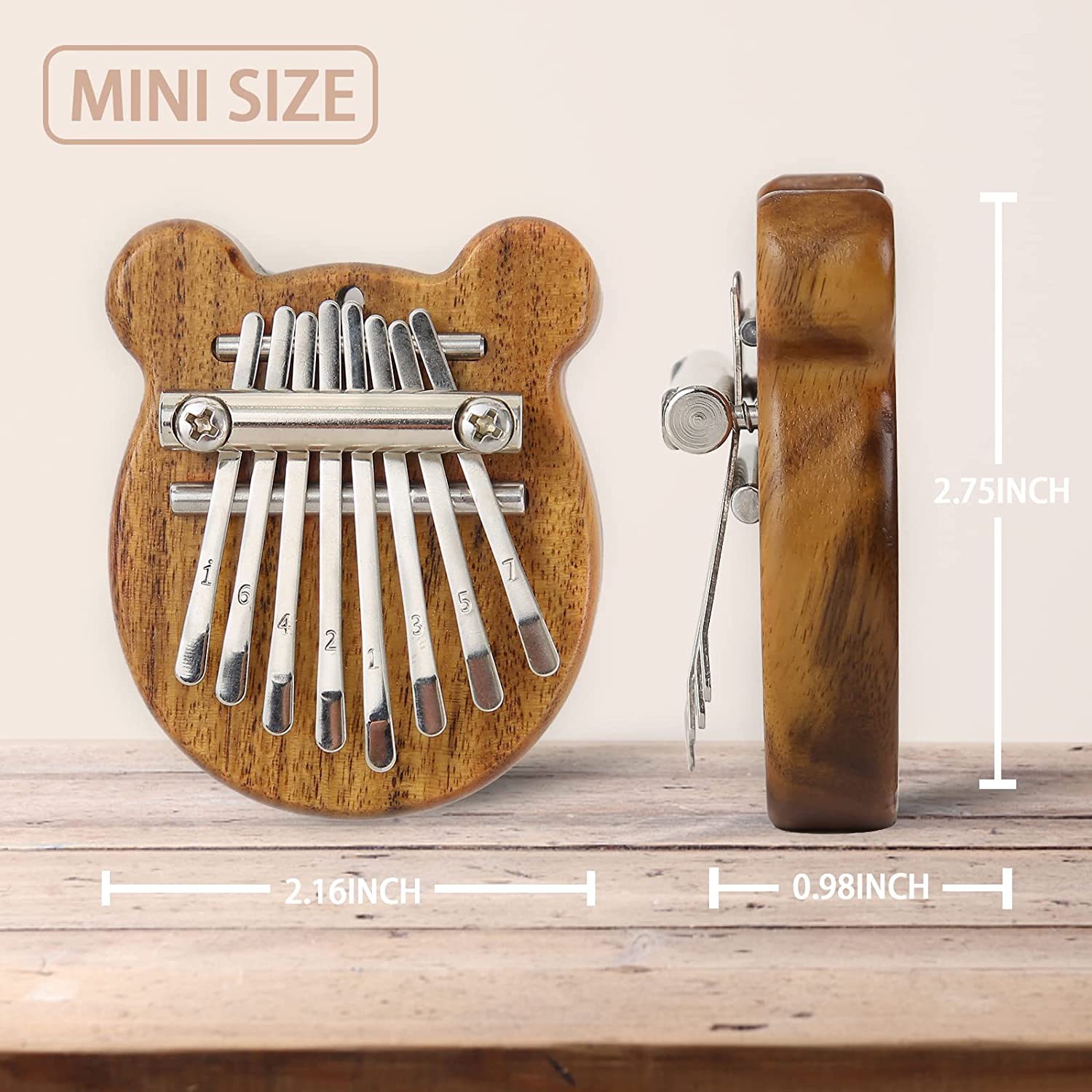 Mini Kalimba Thumb Piano 8 Keys(Wooden Bear)