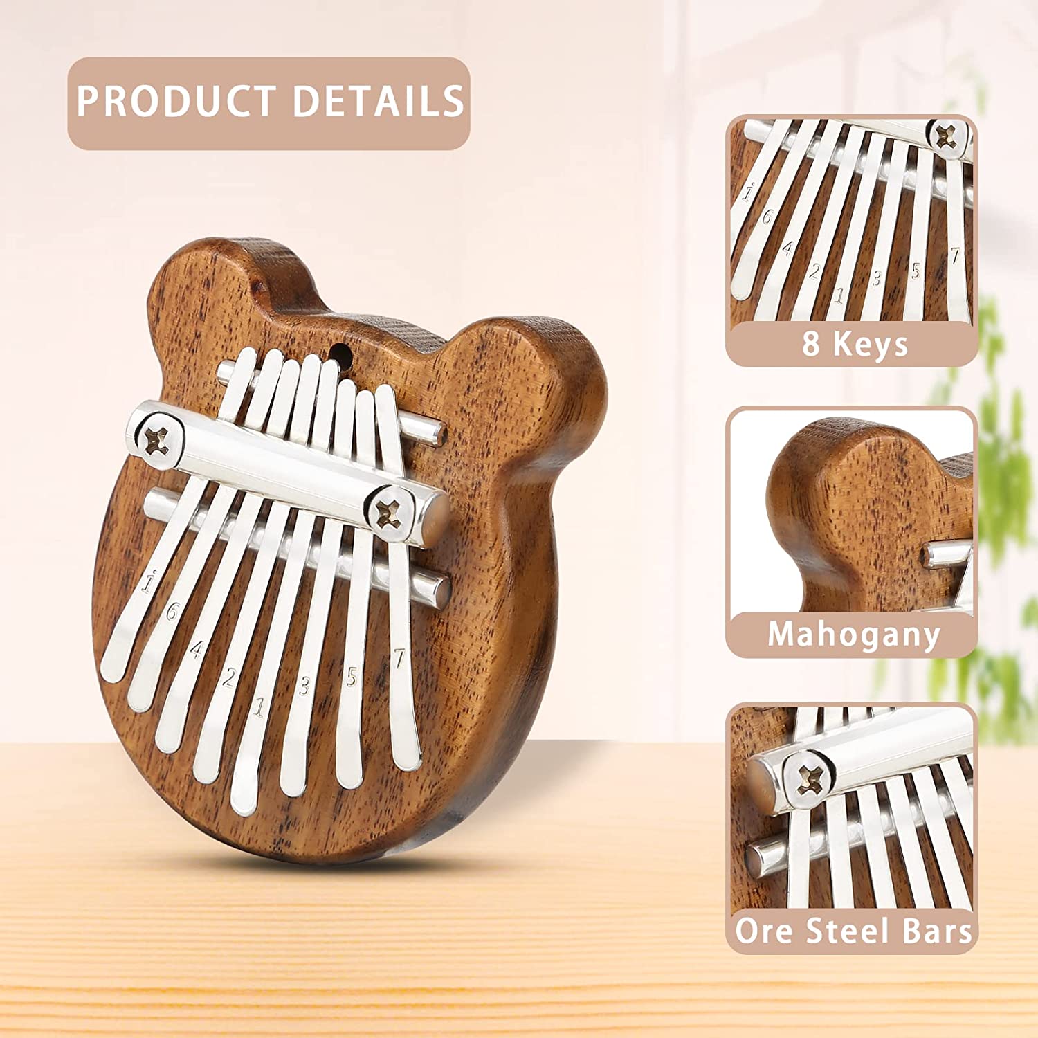 Mini Kalimba Thumb Piano 8 Keys(Wooden Bear)
