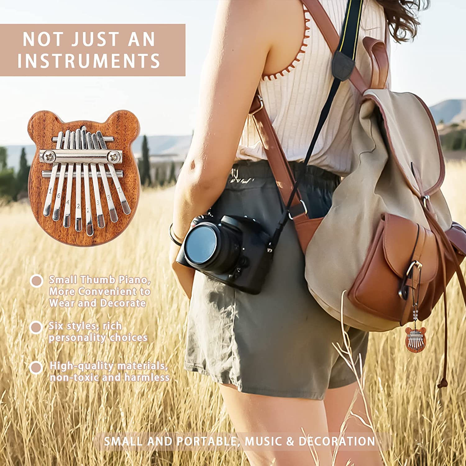 Mini Kalimba Thumb Piano 8 Keys(Wooden Bear)