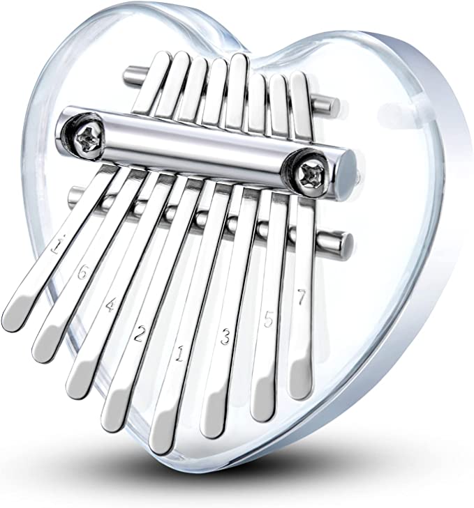 Mini Kalimba Thumb Piano 8 Keys（Acrylic Heart）