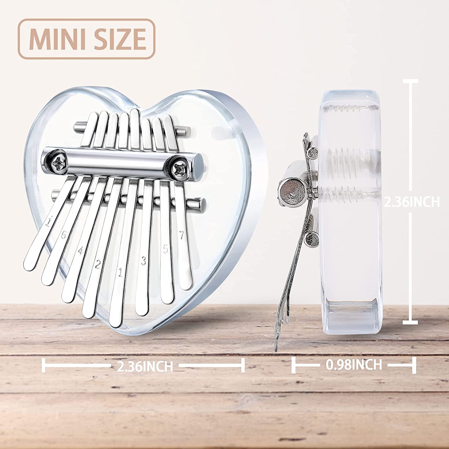 Mini Kalimba Thumb Piano 8 Keys(Acrylic Heart)