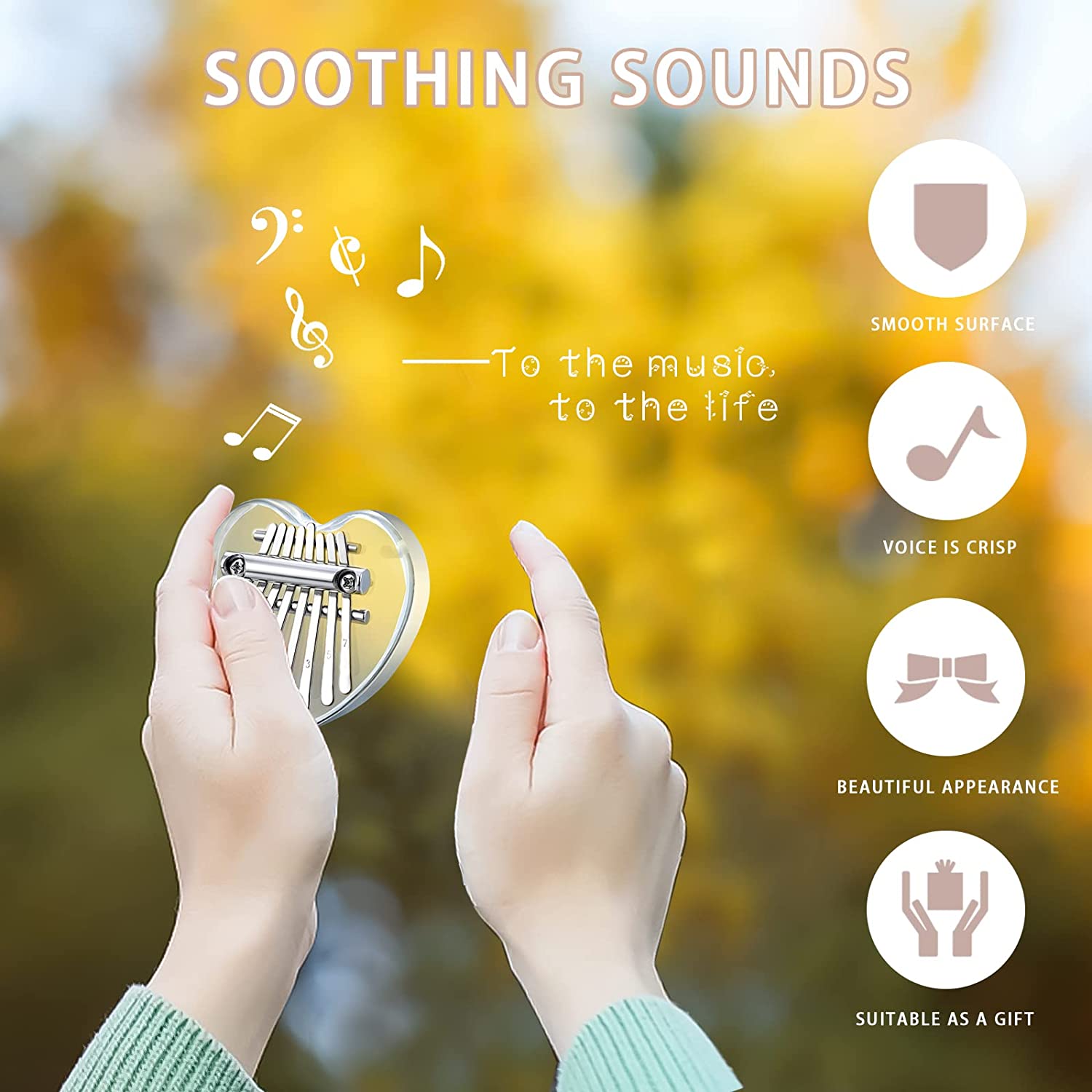 Mini Kalimba Thumb Piano 8 Keys(Acrylic Heart)