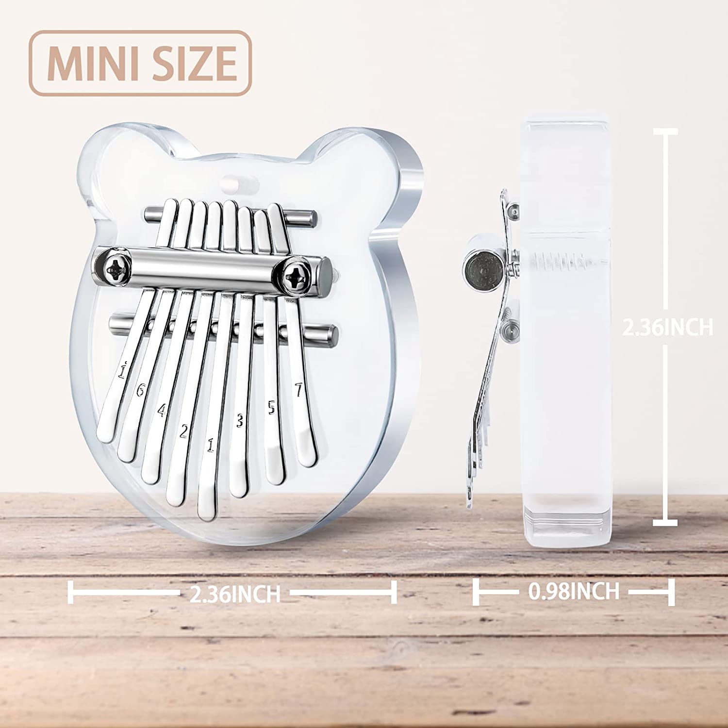 Mini Kalimba Thumb Piano 8 Keys(Acrylic Bear)
