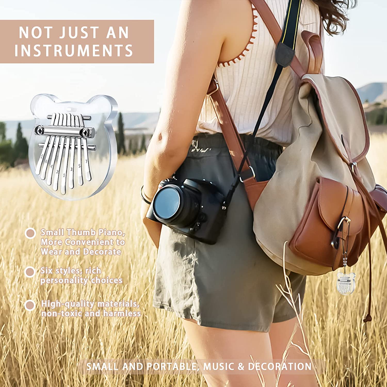 Mini Kalimba Thumb Piano 8 Keys(Acrylic Bear)