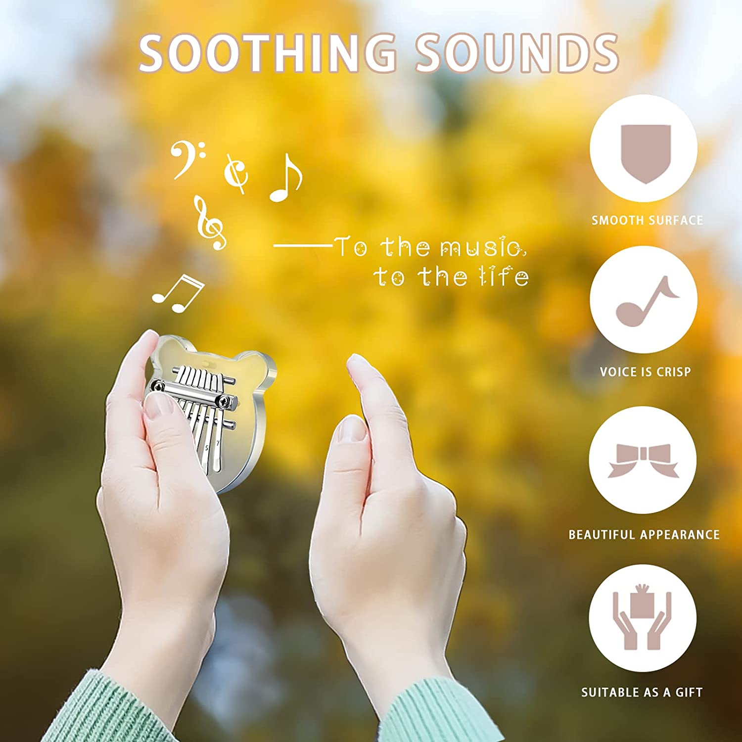 Mini Kalimba Thumb Piano 8 Keys(Acrylic Bear)