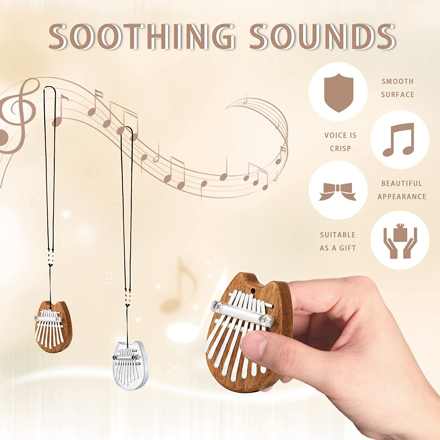 2 Pack Mini Kalimba Thumb Piano 8 Keys (Fox)