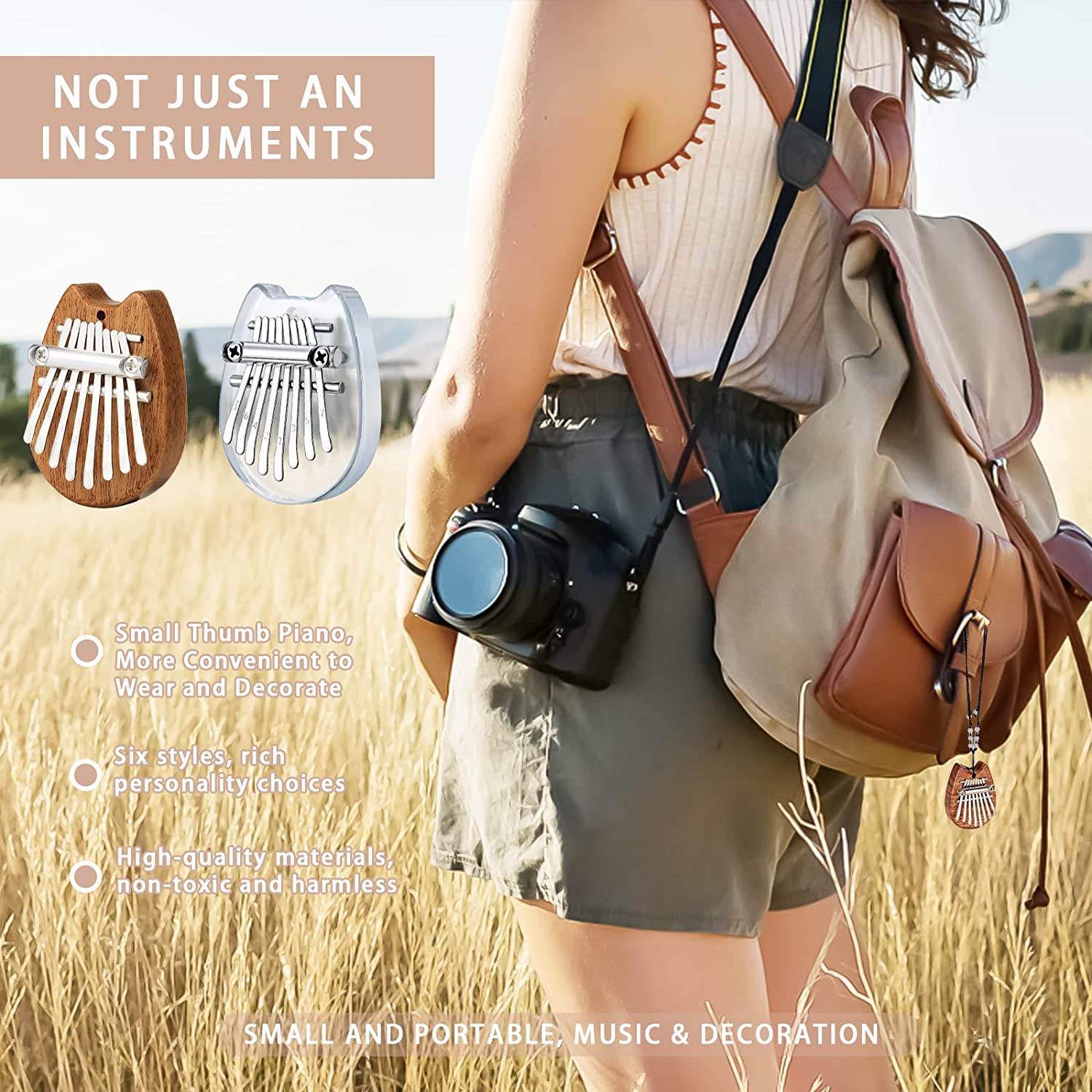 2 Pack Mini Kalimba Thumb Piano 8 Keys (Fox)