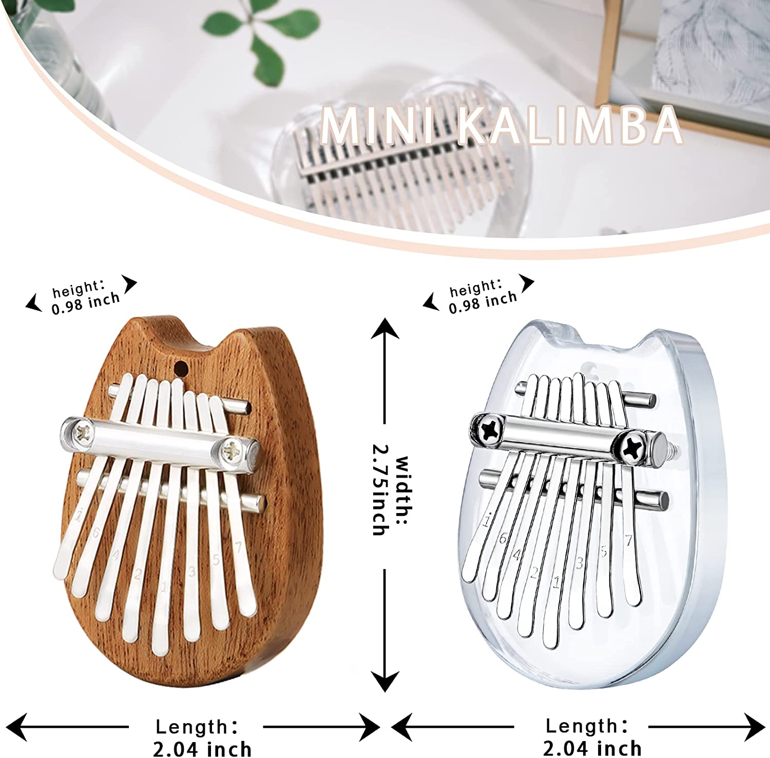 2 Pack Mini Kalimba Thumb Piano 8 Keys (Fox)