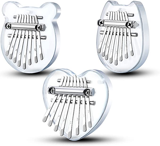 3 Pack Mini Kalimba Thumb Piano 8 Keys （Acrylic）