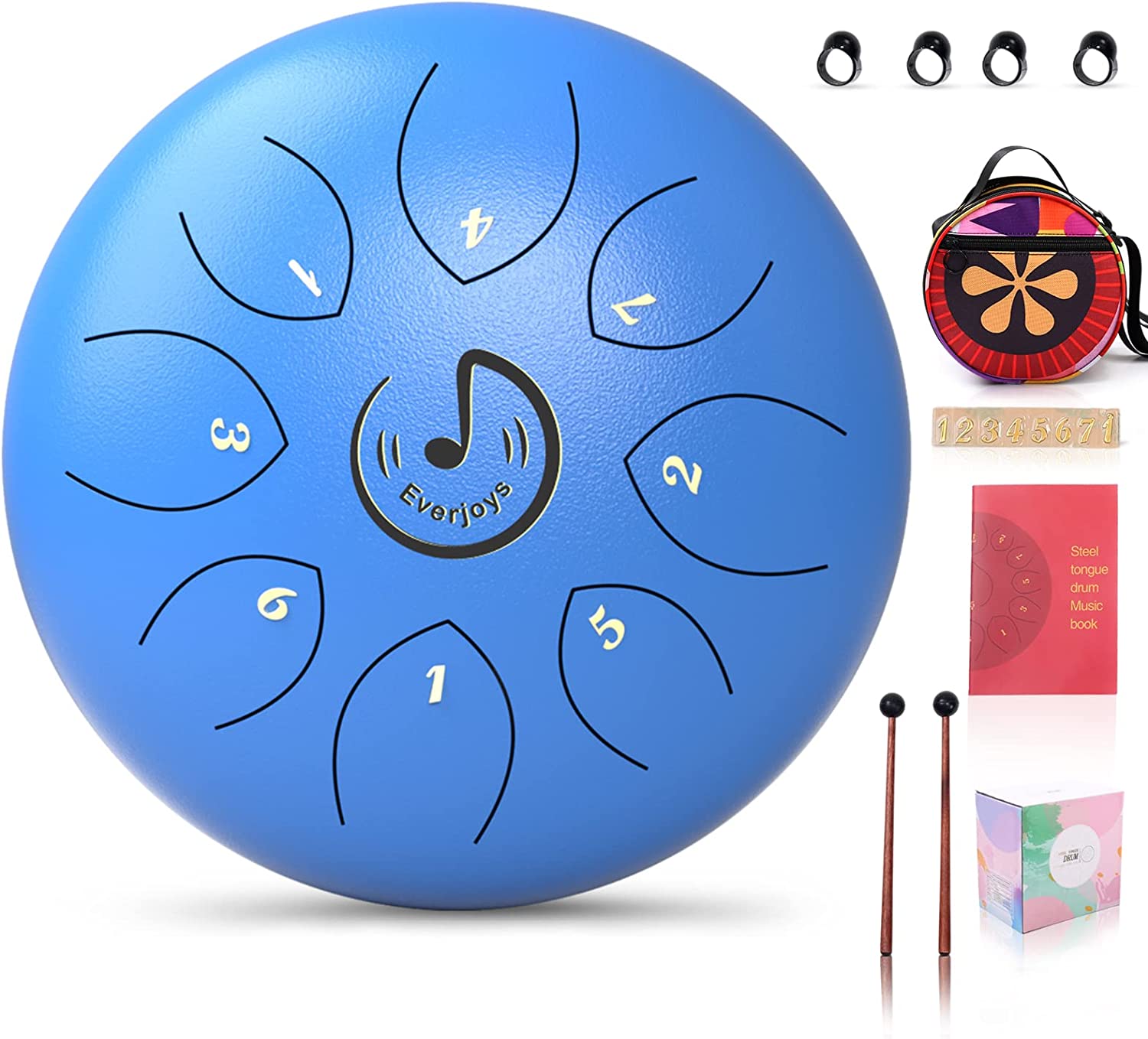 Steel Tongue Drum 8 Notes 6 Inches C-Key（Blue）
