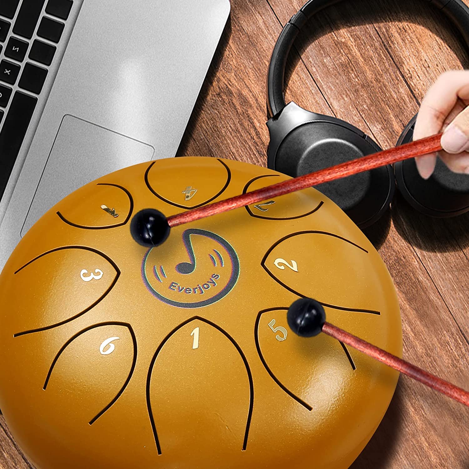 Steel Tongue Drum 8 Notes 6 Inches C-Key(Gold)