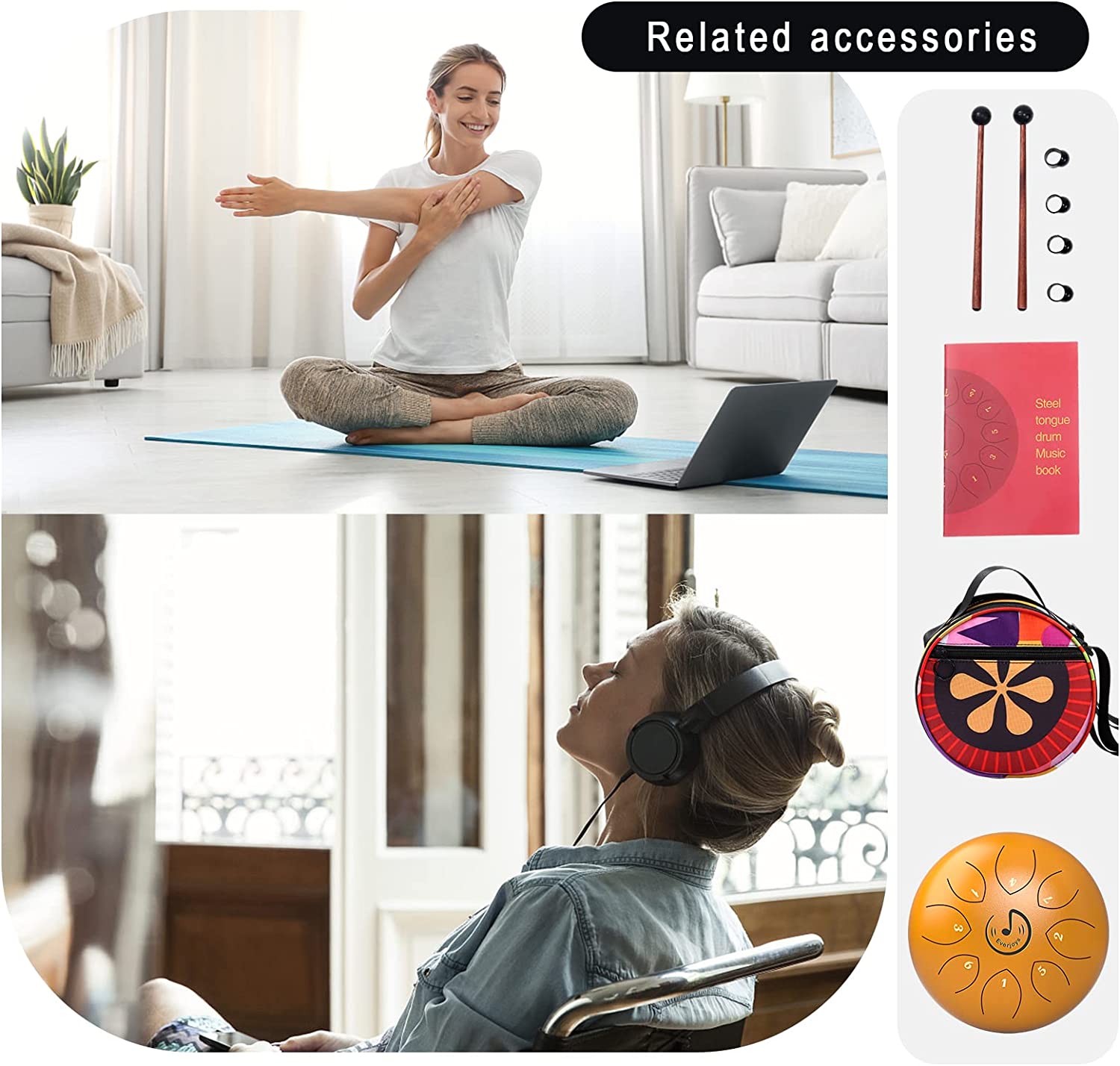 Steel Tongue Drum 8 Notes 6 Inches C-Key(Gold)