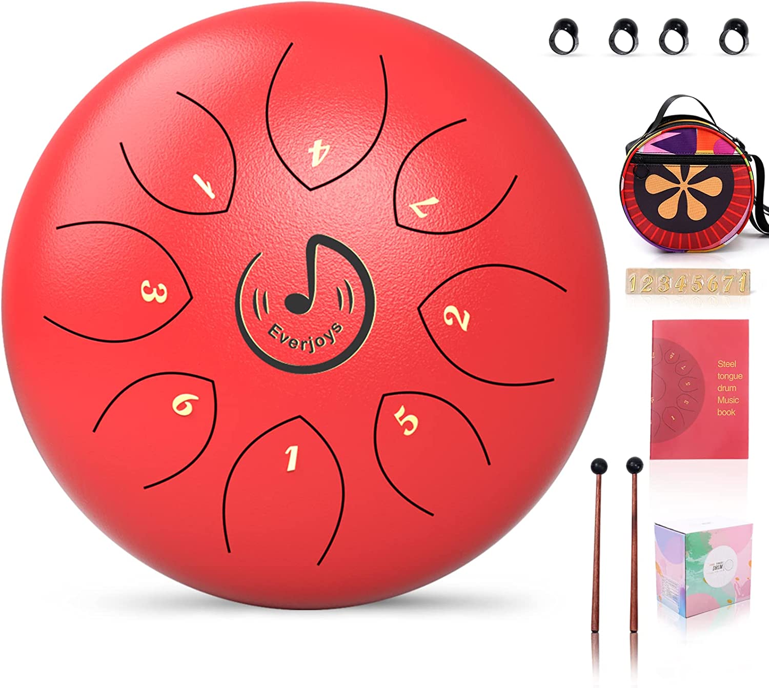 Steel Tongue Drum 8 Notes 6 Inches C-Key(Red)
