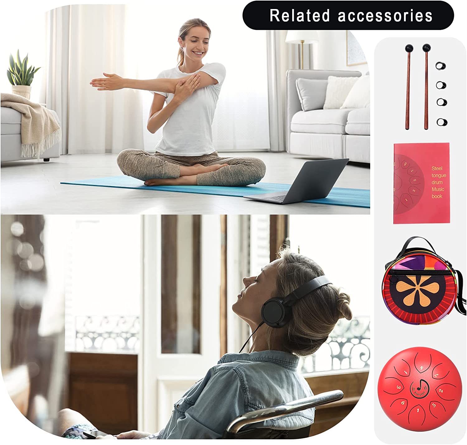 Steel Tongue Drum 8 Notes 6 Inches C-Key(Red)