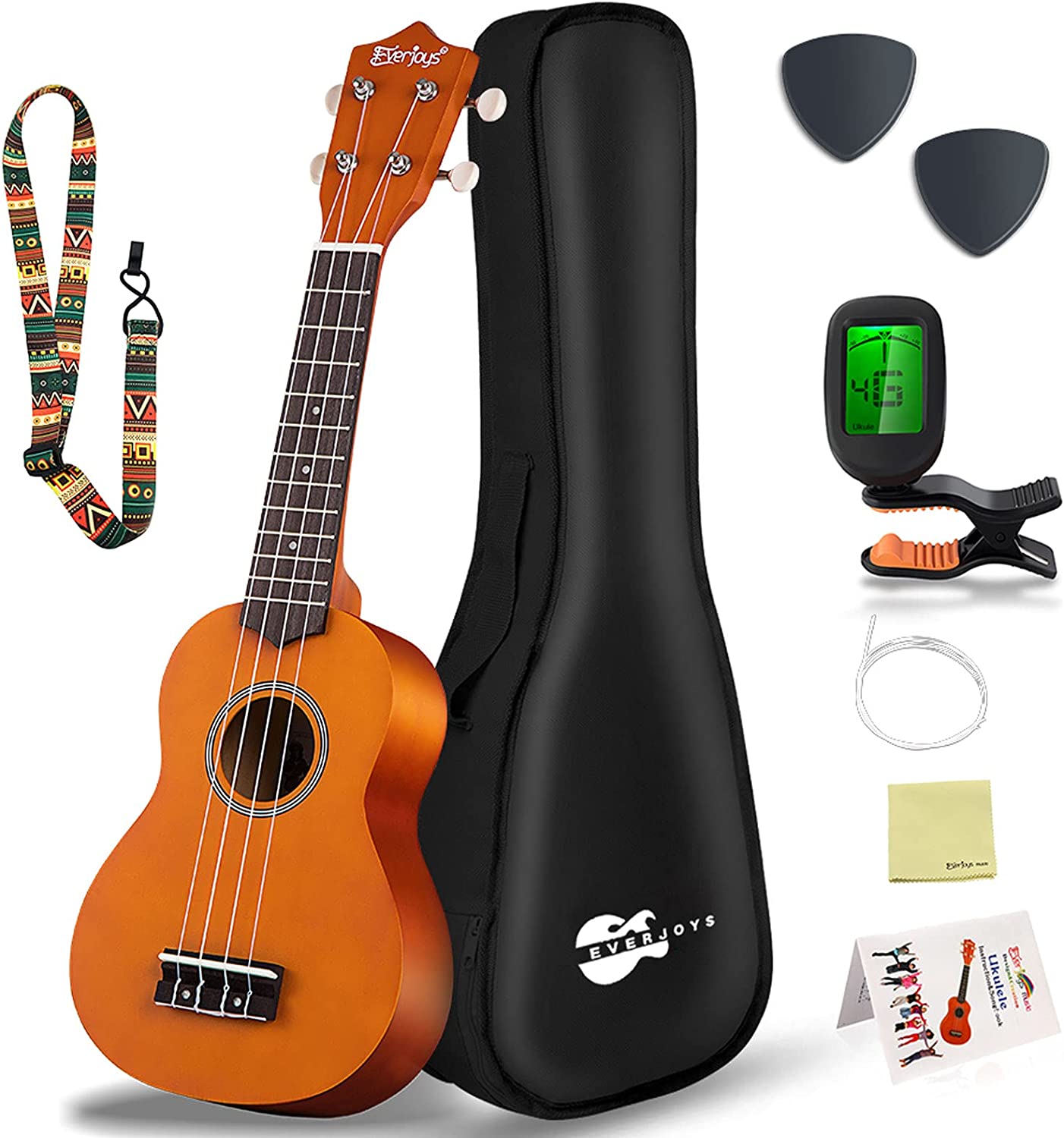 Soprano Ukulele Beginner Pack-21 Inch w/ Gig Bag Songbook Digital Tuner