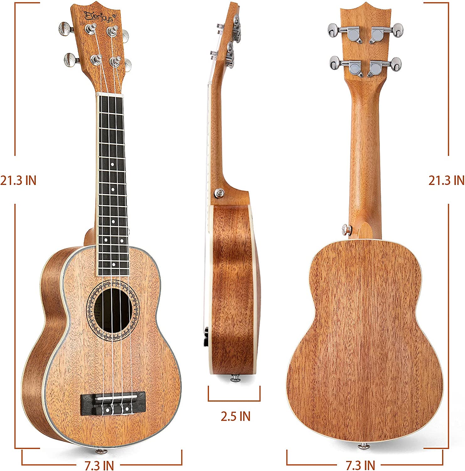 Soprano Ukulele Mahogany - 21 inch w/Case